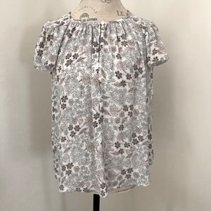 LOFT Floral Flutter Sleeve Top S